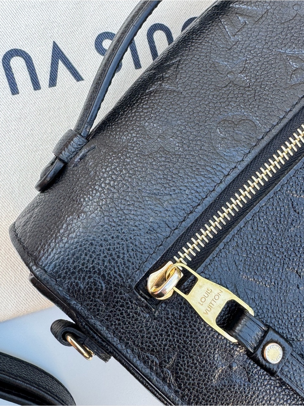 Louis Vuitton Black Monogram Empreinte Pochette with Gold Hardware - Picture 8 of 15